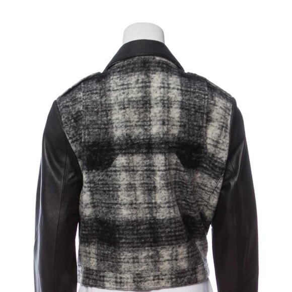 Rebecca Minkoff Moto Jacket leather plaid wool - Picture 2 of 5